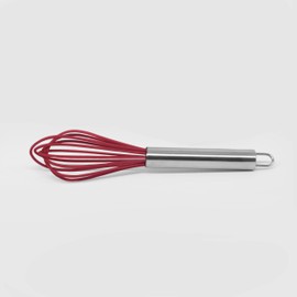 8" Stainless Steel Red Silicone Whisk