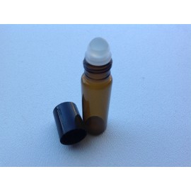 HS HEALTHY SOLUTIONS GLASSWARE USA 6-10 ml Amber Glass Roll On Bottles with Glass Roller Balls - Refillable Aromatherapy Essential Oil Roll On (6)