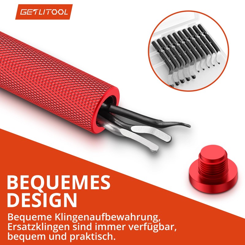 GETLITOOL Deburring with 16 Blades, 360° Rotating Blade, Hand Deburrer,
