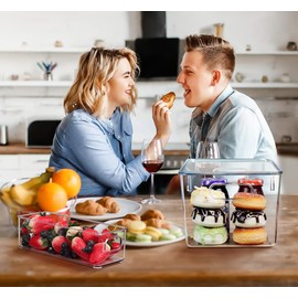 SKTEET Set of 8 Clear Plastic Storage Bins, 4 Large and 4 Small Stackable Storage Containers for Pantry Organization and Kitchen Storage Bins,Home Edit and Cabinet Organizers