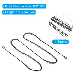 PATIKIL Bow String Replacement with 4 Nock Points for AMO 58", 14 Strands Traditional Long Bow Recurve Bowstring, Black