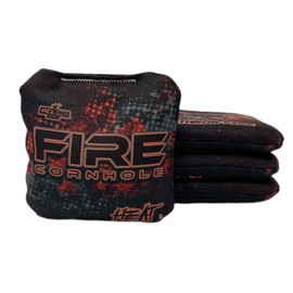 FIRE CORNHOLE | Cornhole Bags | ACL Pro Approved | Weather Resistant | Regulation Size and Weight | Heat Series | Set of 4 | Made in The USA (Shadow Red)