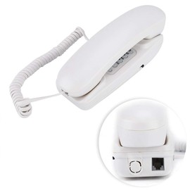 ASHATA Teléfono Fijo con Cable, Mini Teléfono Alámbrico Montado en Pared o Escritorio, Sin Identificador de Llamadas, Ideal para Hogar, Oficina, Hotel, Motel (Blanco)