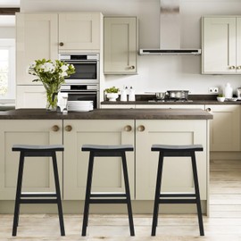 FDW Kitchen Counter Stools Set of 2, Solid Wooden Saddle Stool, Barstools for Patio, Balcony and Kitchen Counter