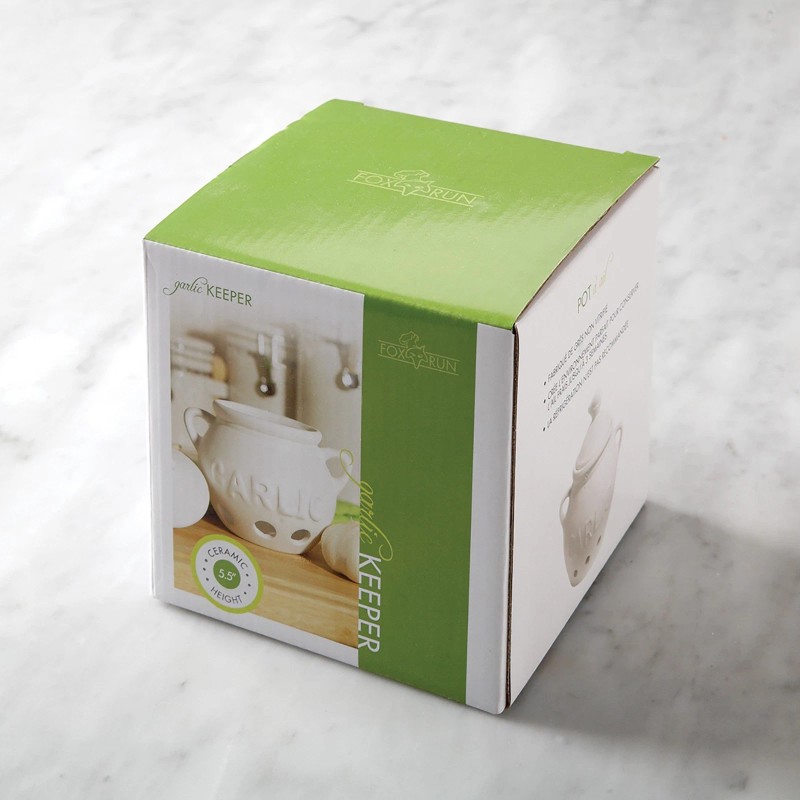 Fox Run Ceramic Garlic Keeper White Food Storage Container with