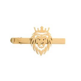 Hip Hop Crown Lion Brooches Stainless Steel Mens Animal Talisman Party Accessories Trendy Wedding Jewelry Badge Pins for Groom (gold tie clip)
