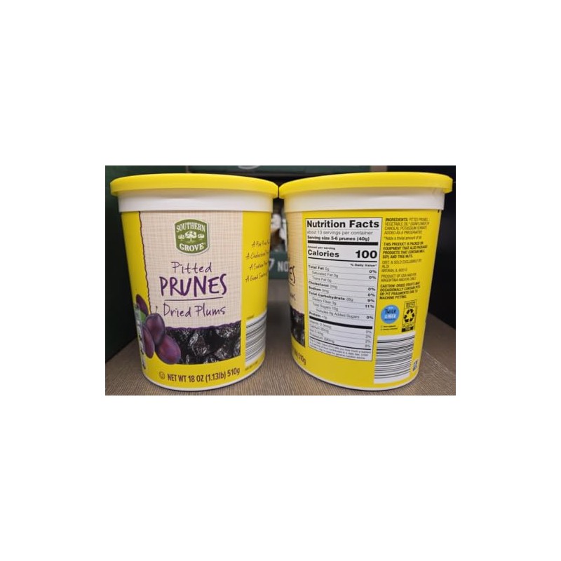 Southern Grove Pitted Prunes Dried Plums 18oz 510g (Two Jars)