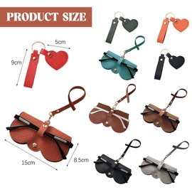 XFSRG Pack of 6 Sunglasses Case Fashion Sunglasses Case Portable Slim Glasses Case for Men and Women Outdoor with 4 Heart-Shaped Keyrings