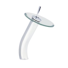 Novatto GF-001CH-C Falls Single Lever Waterfall Vessel Faucet, Chrome/Clear Glass
