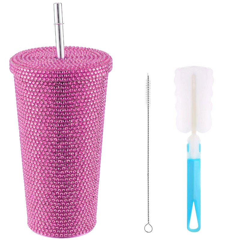 500ml Water Bottle Stainless Steel Rhinestone Decoration Vacuum Water Cup