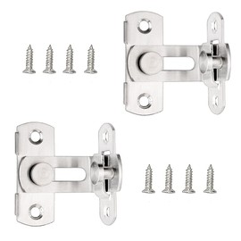 Dtoterul Stainless Steel Door Lock Pack of 2 Stainless Steel Door Bolt Stainless Steel Right Angle Door Fitting Door Bolt 90 Degree Angle with Screws Door Bolt for Window Furniture Door Lock