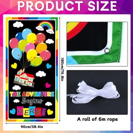 Wiooffen Classroom Colorful Welcome Door Cover Banner Wall Door Decor Front Door Porch Sign Back to School Classroom Decoration for Kindergarten Preschool Elementary Middle (THE ADVENTURE BEGINS HERE)