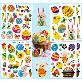 Easter Stickers, Fyvadio 12 Sheets 180 Pieces Easter Bunny Stickers Eggs Chick Labels for Easter Party Favor DIY Craft Art Making Decoration
