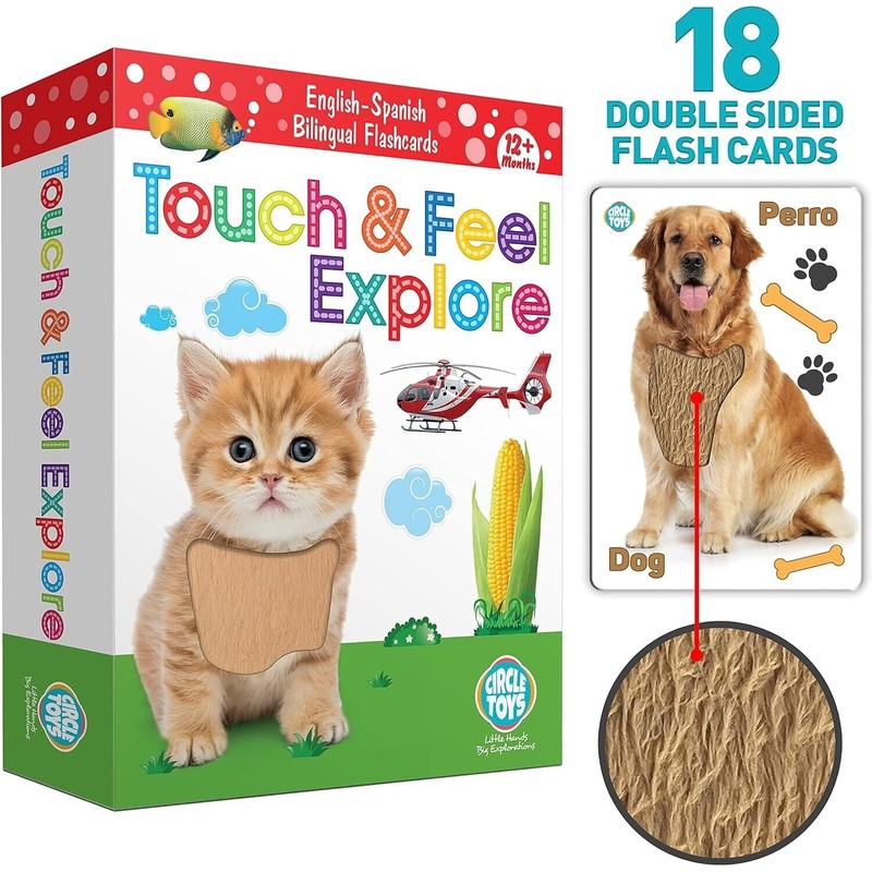 UGOS Touch and Feel English Spanish Bilingual Picture Toddler Kids