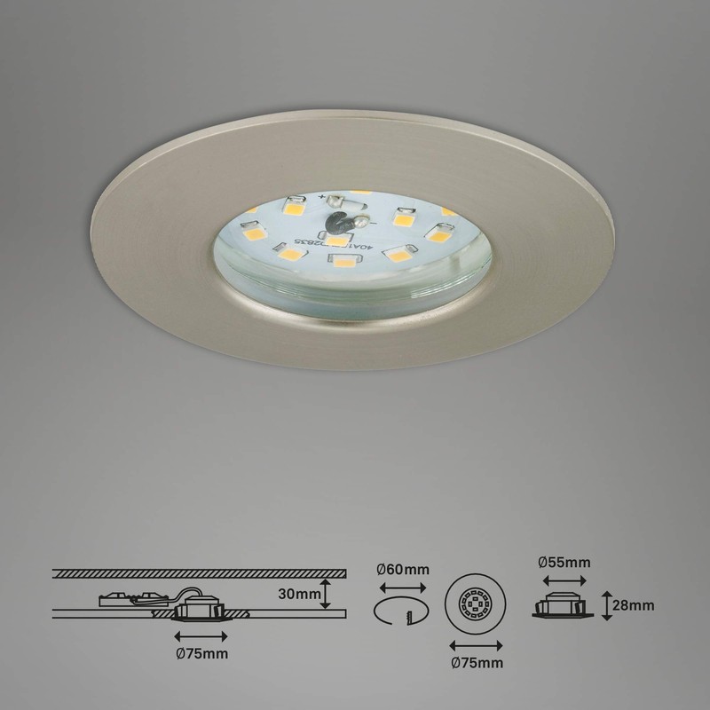 Briloner LED, Small mounting Depth, 230V, Set of 3, Ceiling