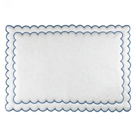 Xkdamai 1Pcs Scalloped Bath Mat Towel 100% Cotton Scallop Bathroom Rug White Bath Rugs Cute Embroidery Preppy Bathmats Shower Floor Mats Blue Coquette Bathroom Decor (Blue, 27.5 x 19in, Classic)