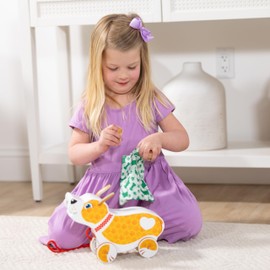 Melissa & Doug Feed, Walk & Poo Pup Wooden Preschool Pull Toy Play Set Ages 3+ - FSC Certified