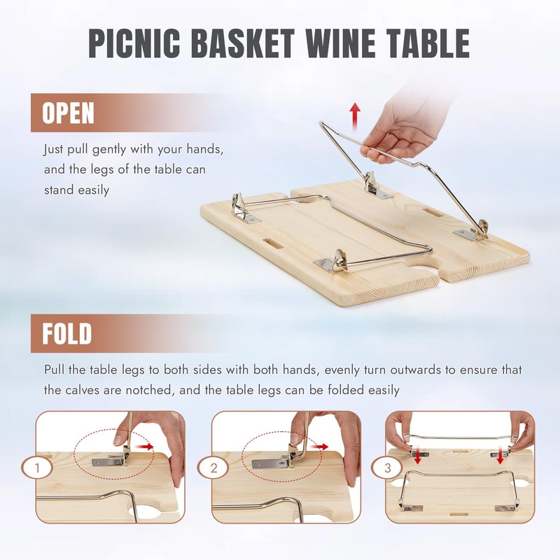 HappyPicnic Picnic Basket for 2, Handmade Wicker Picnic Set with