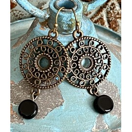 Black and Bronze Earrings. Jewelry Earrings for Women #3298FE648