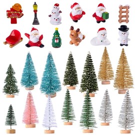 SYTTNUM Christmas Miniature Ornaments, Christmas Mini Model Ornaments, Christmas Tree, Garden Micro Landscape Christmas Desktop Decoration for Party Decor (26 Pieces)
