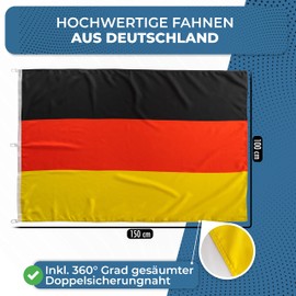 FBS Premium Germany Flag – Weatherproof Flag Germany 150 x 100 cm – Durable Flags and Flags from Around the World – Germany Flag Made of Spun Polyester 155 g/m – Ship Flag Cloth