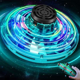 Flying Spinner Mini Drone,Hand Controlled Drone Flying Toy Fly UFO Magic Flying Fidget Spinner with Lights,Christmas Birthday Gifts for Kids (Acrylonitrile Butadiene Styrene (ABS), Fluorescent Green)