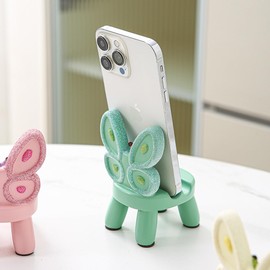 BOLLEY JOSS Cute Phone Holder Glitters Butterfly Chair Miniature Office Desktop Organizer Resin Cell Phone Stand for Tablet Ornament