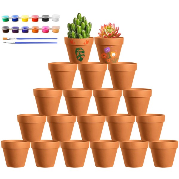 Realure Pack of 20 Clay Pots for Succulents, Small Flower