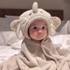 2-Pack Adorable Elephant & Rabbit Hooded Baby Towels - Ultra