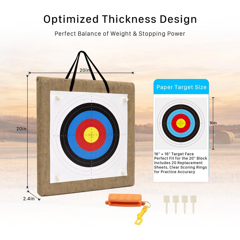 FANOWZUO 20 Inch Archery Target for Backyard Practice, Straw Bow