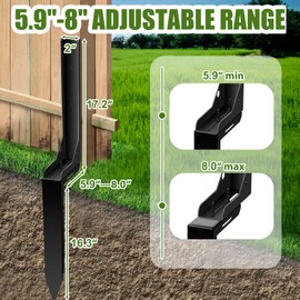 Fence Post Repair Kit, 6 Pack 4x4/6x6 Heavy Duty Steel Fence Post Anchor Ground Stakes Adjustable Range and Angle for Repairing Tilted, Broken Wood Support