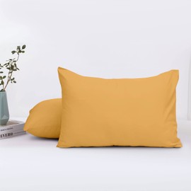 Oxford Homeware Ochre Pillow Cases 2 Pack Brushed Microfiber – Standard Pillowcases Fade Resistant Pillow Cover Envelope Closure Pillow Covers (50 x 75 cm)
