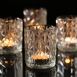 24pcs Clear Votive Candle Holders for Wedding Centerpieces - Glass Candle Holder in Bulk for Table Centerpieces, Tea Lights Candle Holder for Wedding Party Holiday Decor (Clear,24)