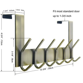 WEBI Over The Door Hooks for Clothes:Door Hanger,Over The Door Towel Rack,Door Coat Hanger Door Coat Rack for Hanging Towels,Hats,Behind Back of Bathroom,Bronze,2 Packs
