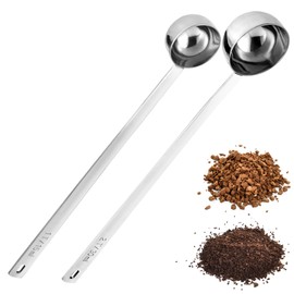 18/8 Stainless Steel Coffee Scoop, Doosu Food-Grade Extended Coffee Beans Spoon Measuring Tablespoon Scooper for Ground Coffee Espresso Spices Protein Powders with 8.5in Long Handle (15+30ml)