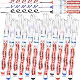 Multi-purpose Deep Hole Marker Pens Long Nosed Marker Deep Drill Hole Long Nib Scriber  Mechanical Carpentry Colorful Pen for Woodworking Hardware Decoration Construction(24 Pieces):_24