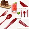 150 Pack Burgundy Plastic Cutlery, Maroon Plastic Silverware Heavy Duty,