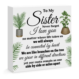 Sisters Gifts from Sister Birthday Gifts for Sister Engraved Wooden Block Sign Desk Table Decor Sign for Sister Christmas Thanksgiving Valentines Day Mothers Day Gift for Sister