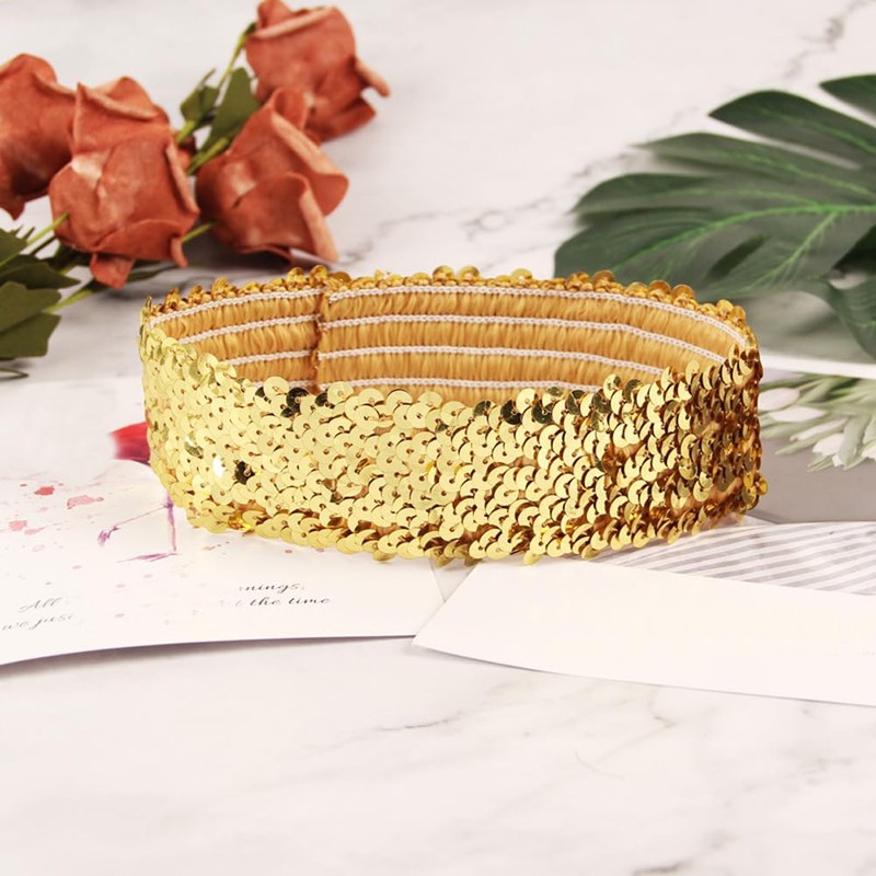 2Pcs Sequin Headband Elastic Sparkly Headband Glitter Headband Sports Shiny