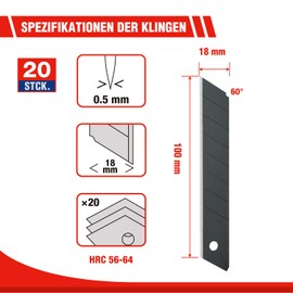 WORKPRO WORKPRO 5 Stck Cuttermesser Set 18mm mit 20 Ersatzklingen aus SK5, Profi Cuttermesser Abbrechklinge Kartonmesser, Mehrzweck Messer Allzweckmesser mit Gummigriff, Schneiden zum Papier, Karton