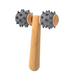 Oshhni T Shape Massager, Meridian Rolling Stick, Double Head,Multipurpose Muscle Roller Tool with Grooved Rollers for Body Shoulder, Gray
