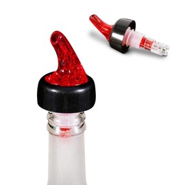 Fydun Plastic Bottle Pourer 30ml Shot Measure Liquor Bottle Pourer Measuring Drink Wine Dispenser Plastic Tapered Spout for Pours Liquor, Vinegar, Syrup or Olive Oils (Red)