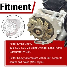 LWP Low Mount Alternator Bracket Double Hump Heads Adjustable Billet Kit for Small Block Chevy SBC 305 327 350 5.0L 5.7L V8 Eight Cylinder Long Water Pump Carburetor V Belt