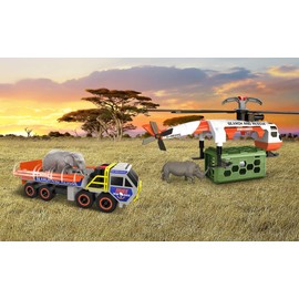 Matchbox Animal Rescue Combo Pack Vehicles Playset with 2 Safari Rescue Vehicles & 2 Animal Figures, Gift for Kids Ages 3 Years & Older