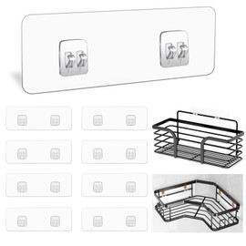 FGSAEOR 9 Pack Shower Caddy Adhesive Replacement Stickers, Strong Adhesive Hooks for Shower Caddy, Clear Waterproof Shower Adhesive Strips, No Drilling, for Kitchen Racks, Bathroom Storage Shelves