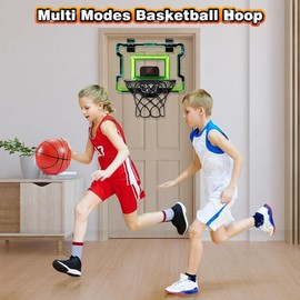 Vatos Indoor Electronic Basketball Hoop with Scoreboard, LED Lights, 3 Balls & Pump