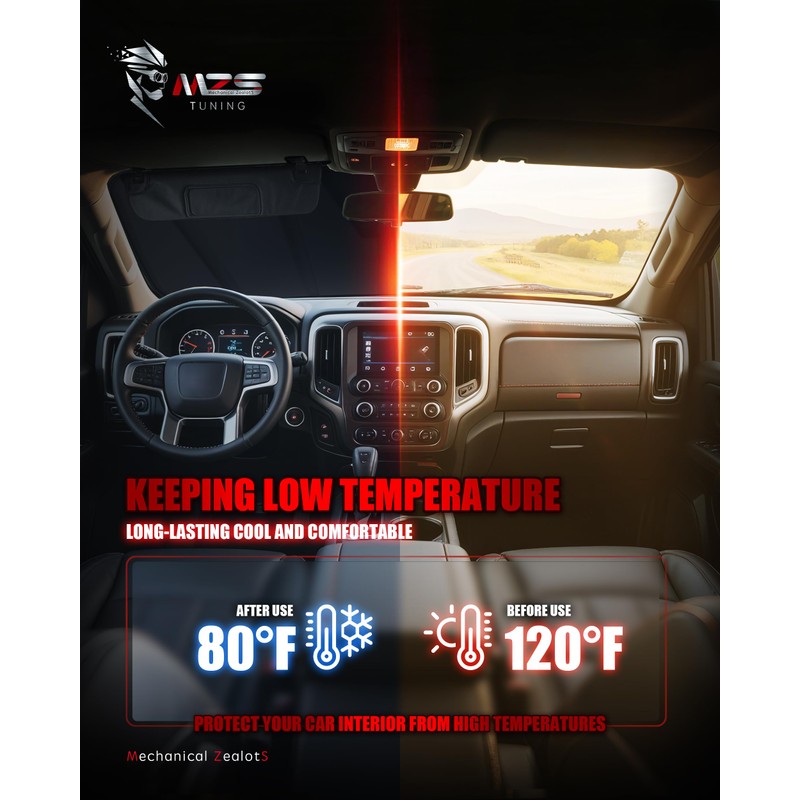 MZS Windshield Sun Shade Compatible with Wrangler JK JKU 2011-2018,