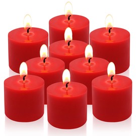 9 Packs Red Votive Candles, Small Unscented 1.5 Inch Diameter Wax Candles for Christmas Valentine's Day Wedding, Party, Table, Holiday & Home Decoration - 8 Hours Burn Time (1.5" W x 1.25" H)