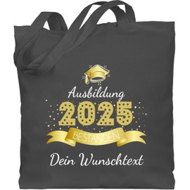 Geschenk mit Namen personalisiert by Shirtracer - Cotton Bag - Training Passed 2025 | Training Passed Gift | Gift Passed Education | Gift Graduation Training, 1 Dark Grey, Unit size