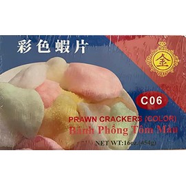 Prawn Crackers (Color) Shrimp Chips Banh Phong Tom Mau Giant Bridge Brand Deep Fry at Home 16oz (Multicolor)